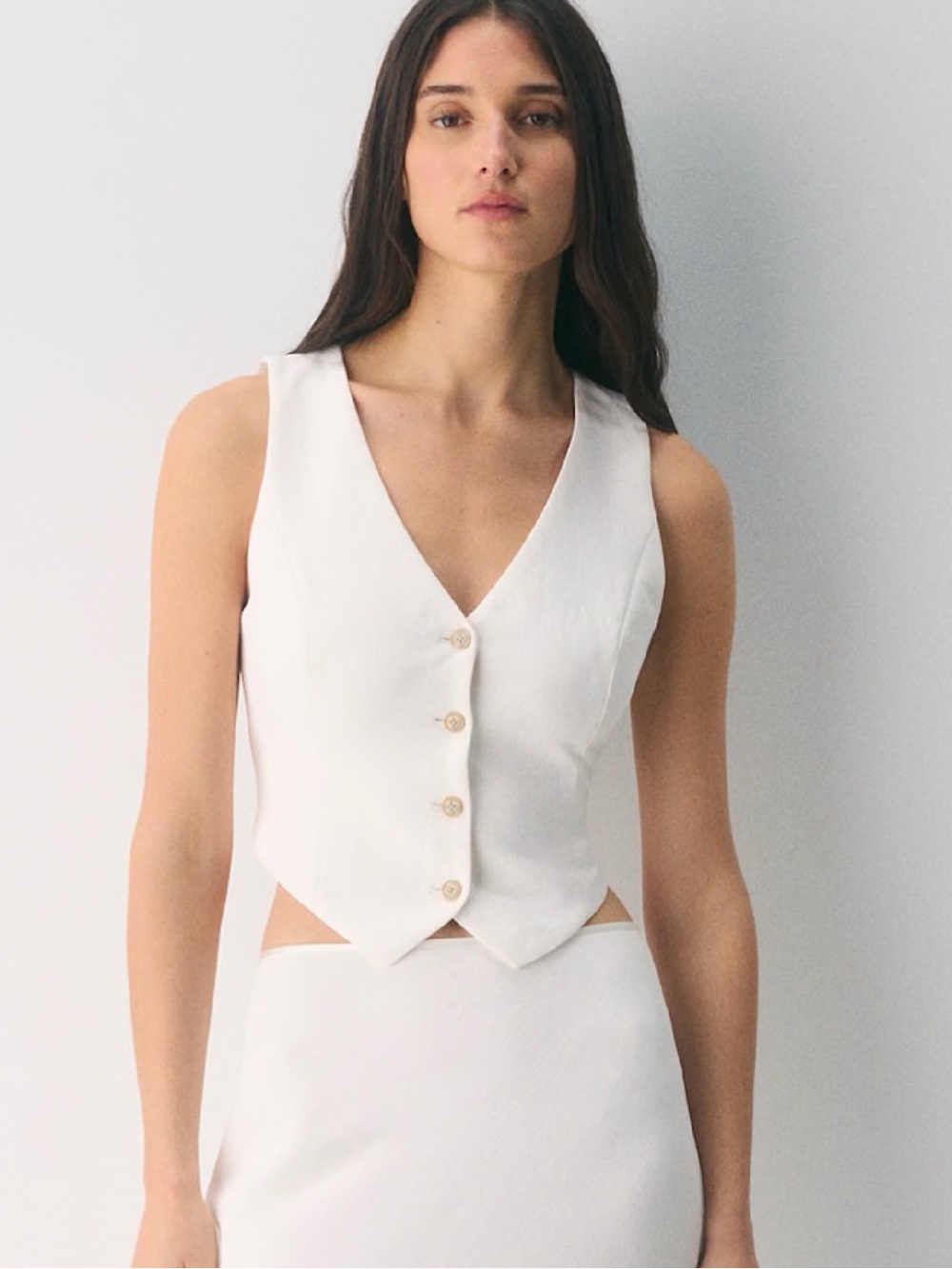 Aritzia Wilfred Cream Button-Front Vest